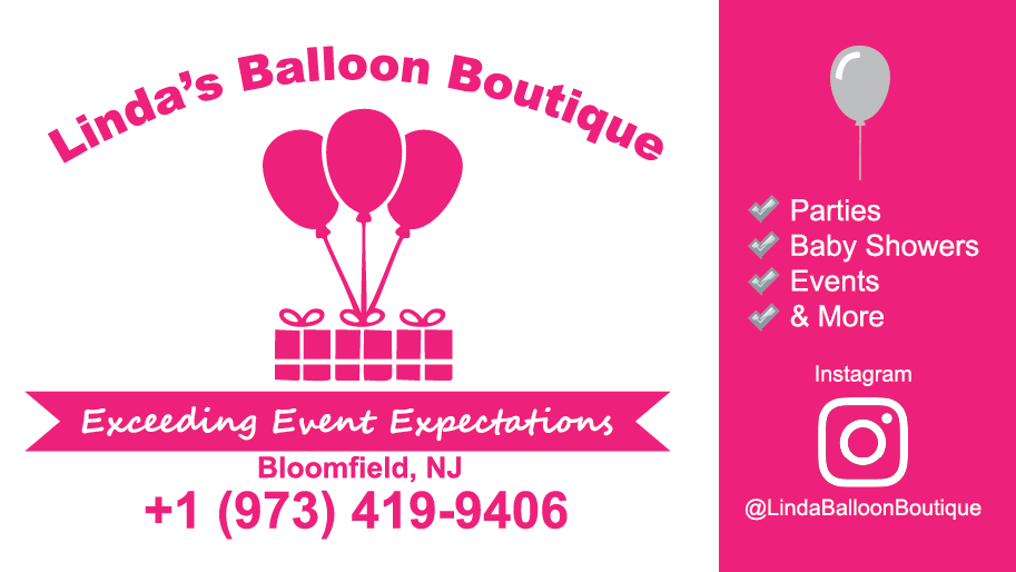 linda balloon boutique business card